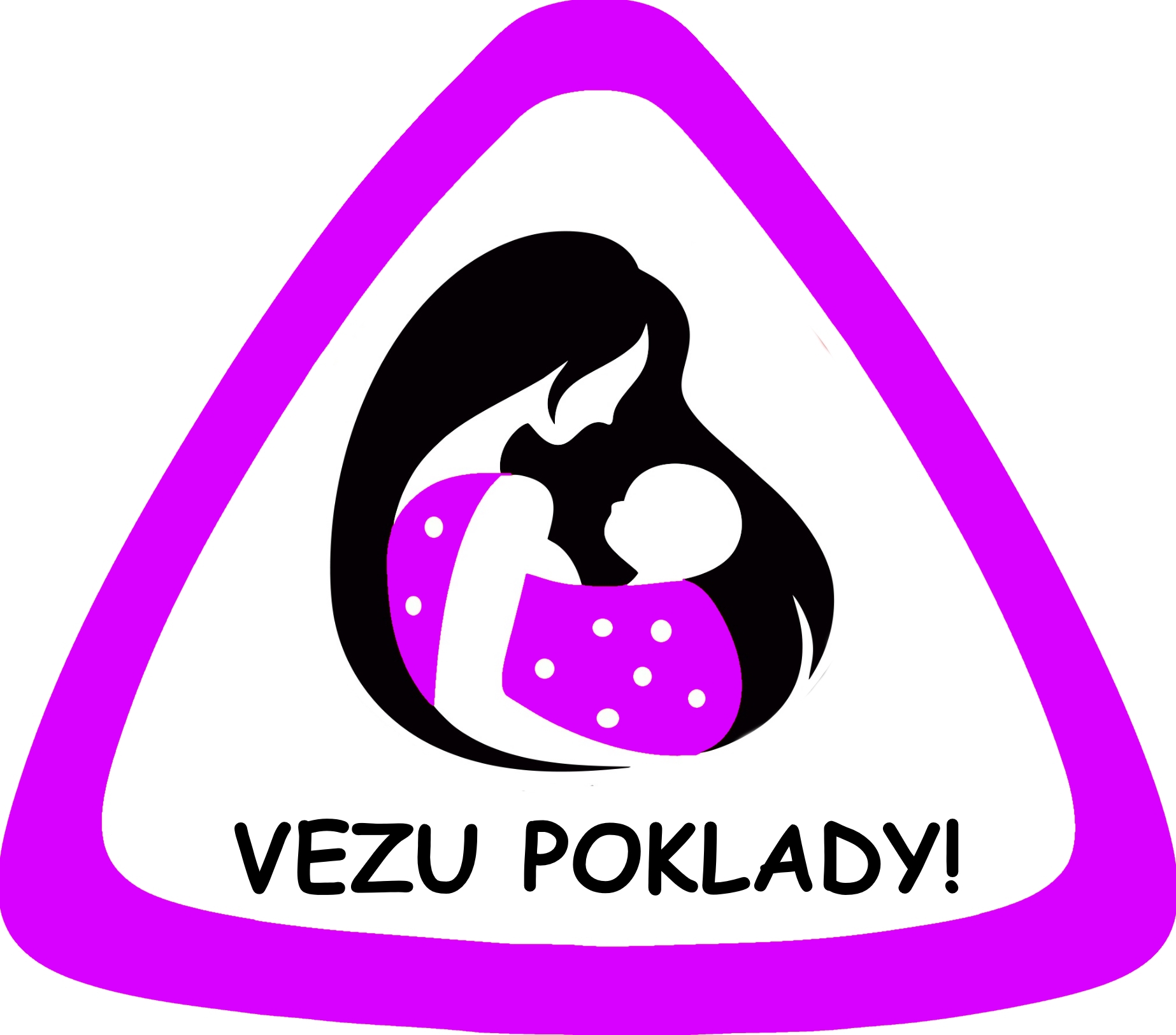 Samolepka na auto " Vezu poklady" fialový puntík