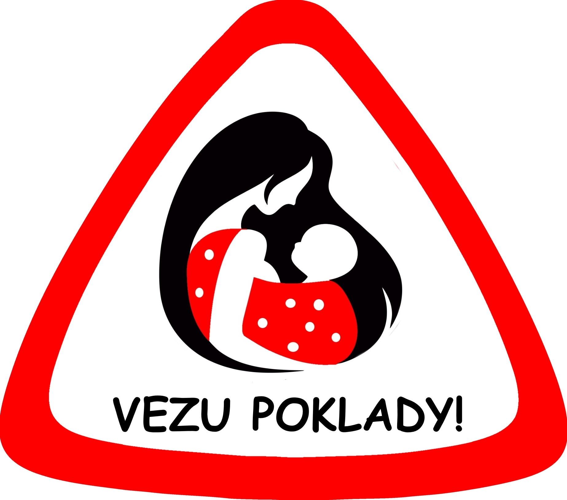 Samolepka na auto " Vezu poklady" červený puntík