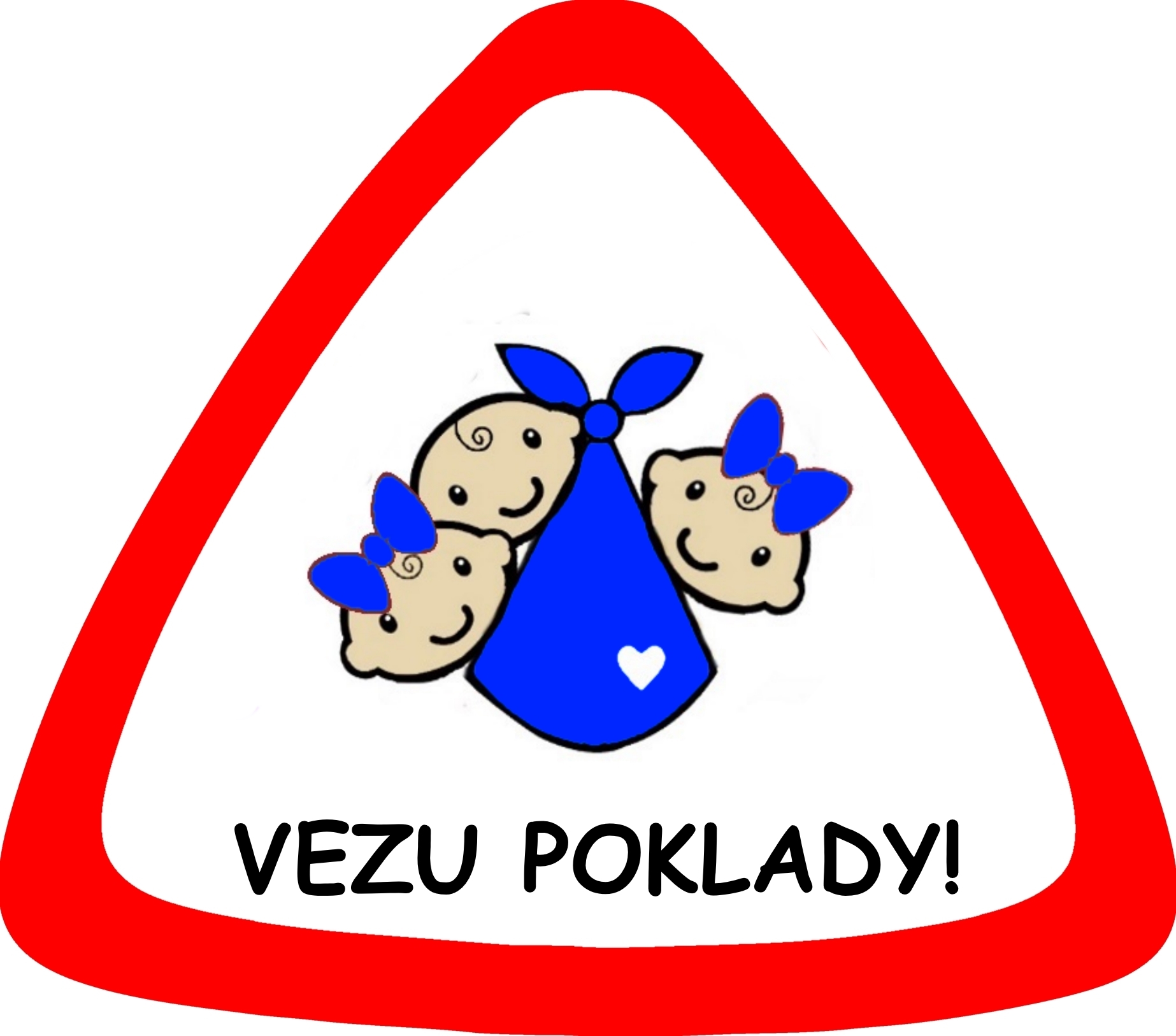 Samolepka na auto " vezu poklady 3děti "modročervená
