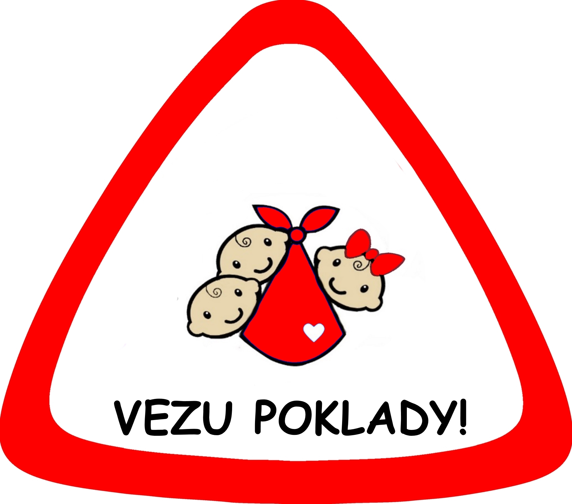 Samolepka na auto " vezu poklady 3 děti "celočervená