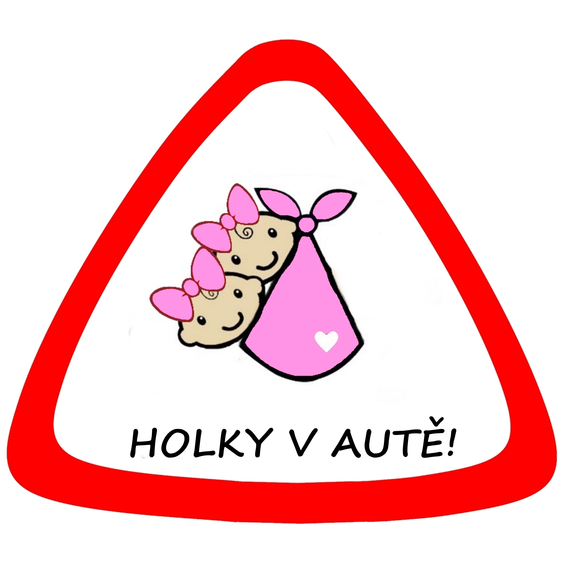 Samolepka na auto " holky v autě " červenorůžová