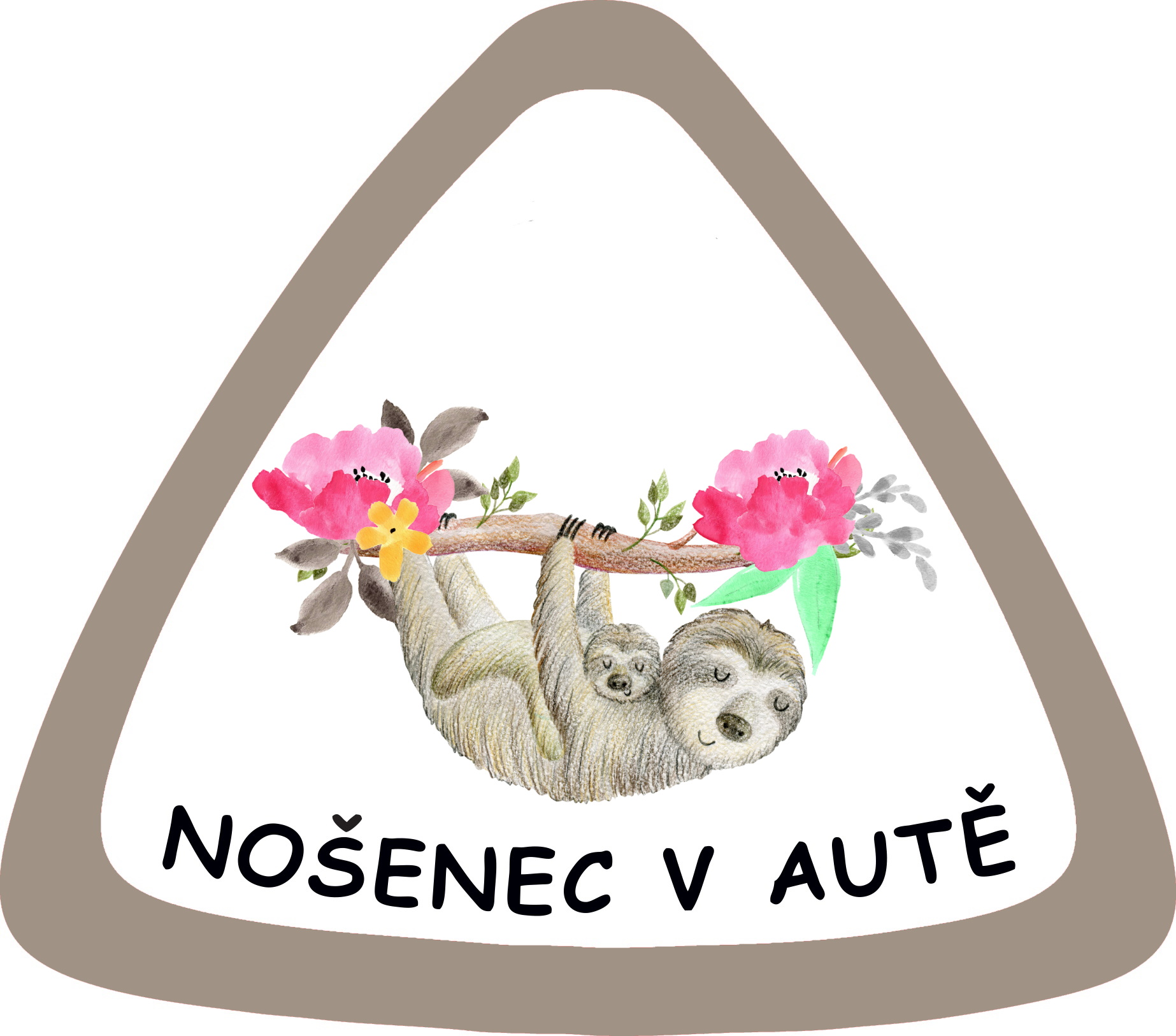 Samolepka na auto " nošenec v autě" lenochod