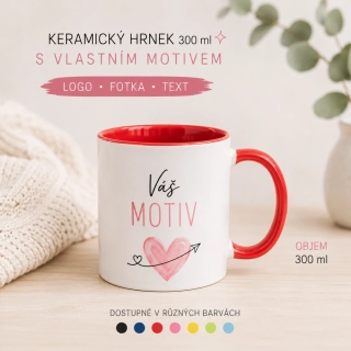 Keramický hrnek klasik barevné ouško a vnitřek 300ml